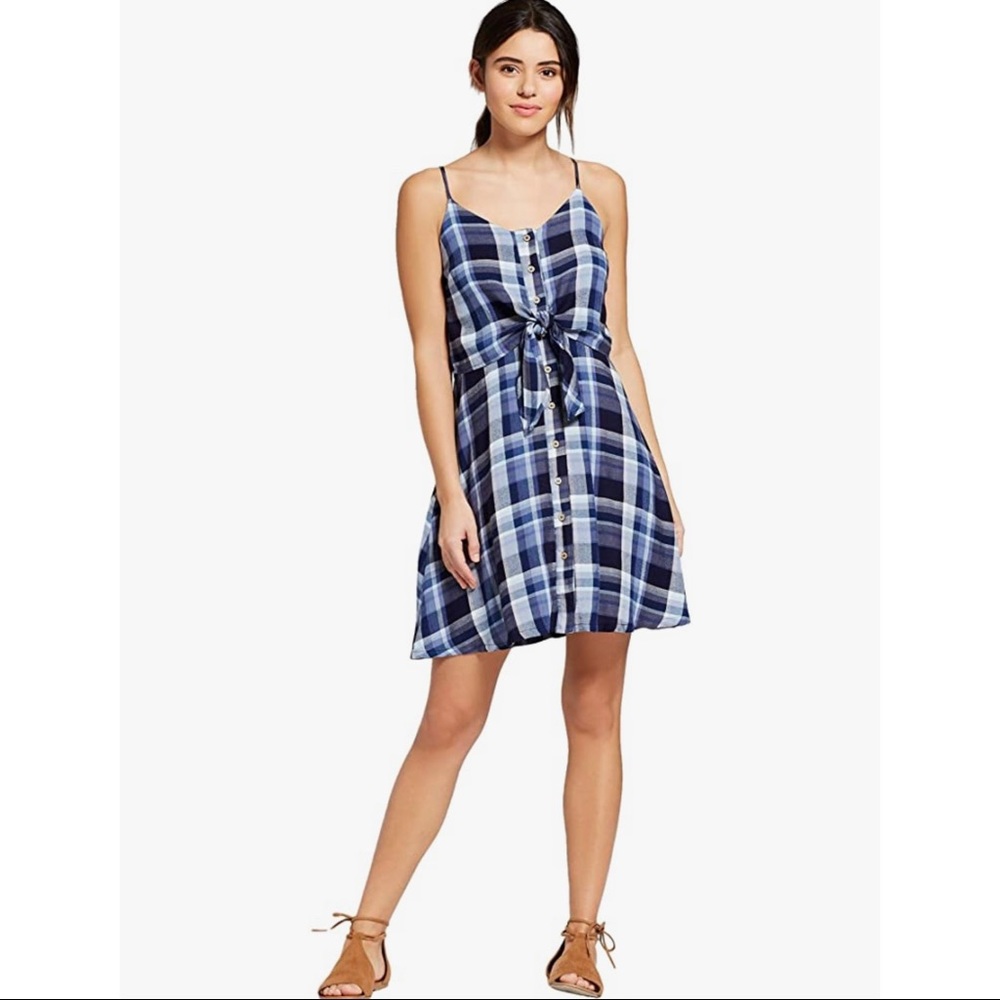 NWT Universal Thread Tie Front Plaid Dress